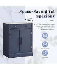Boyel Living Set of 2 Modern Freestanding Kitchen Pantries, Buffet Storage Cabinets with Faux Marble Tops and Drawers for Dining Room
