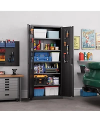 Boyel Living 71 Inch Metal Storage Cabinet with Lock and Pegboard, Tall Garage Organizer with 5 Adjustable Shelves