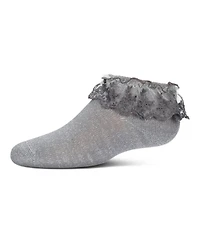 MeMoi Baby Girls Step and Shimmer Ruffle Anklet Socks