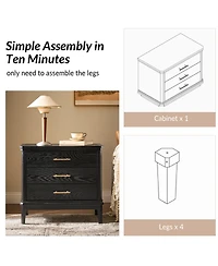 Hulala Home Rosalie Transitional 26"Tall 3-Drawer End Table with Built-in Charging Station
