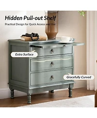 Hulala Home Kasandra Traditional 3-Drawer Curved End Table with Pull-out Shelf
