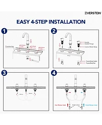 Everstein Widespread Bathroom Faucet 3 Hole 2-handle Sink with Drain Assembly