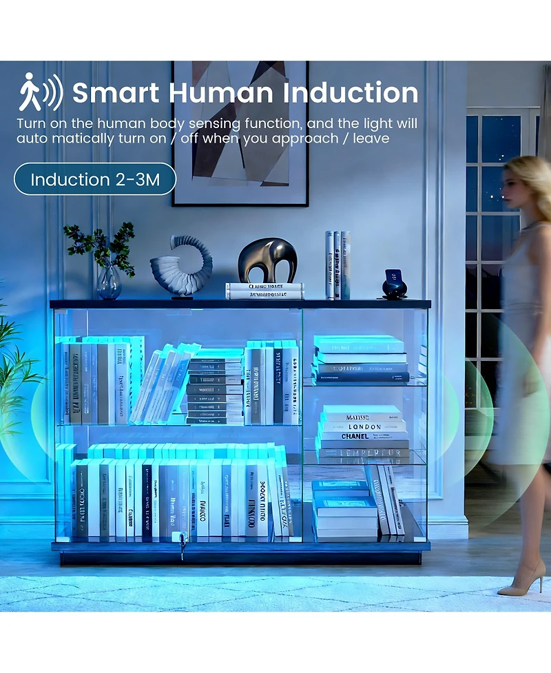 Vlsrka Rgb Glass Display Cabinet with Human Body Sensor