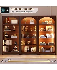 Vlsrka 5-Tier Wooden Bookshelf with Led Lights