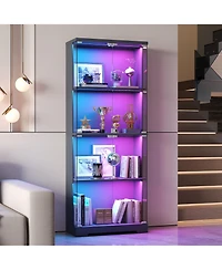 Vlsrka Glass Display Cabinet 4-Tier with Rgb Light and Security Lock