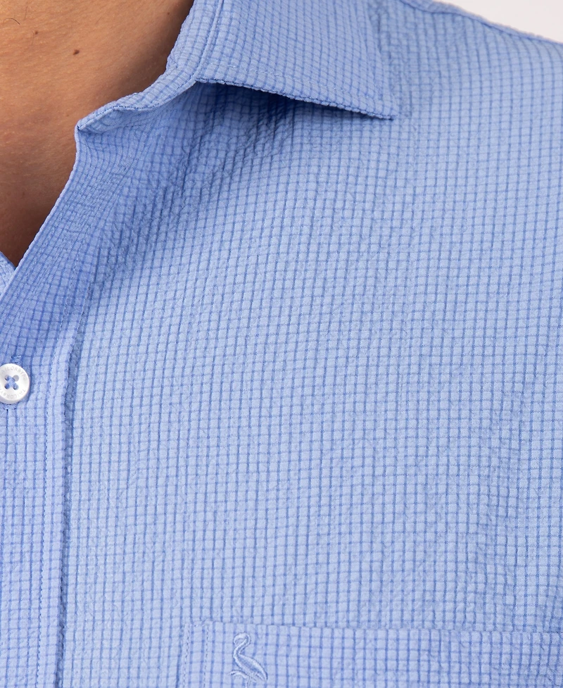 TailorByrd Men's Solid Seersucker Short Sleeve Shirt