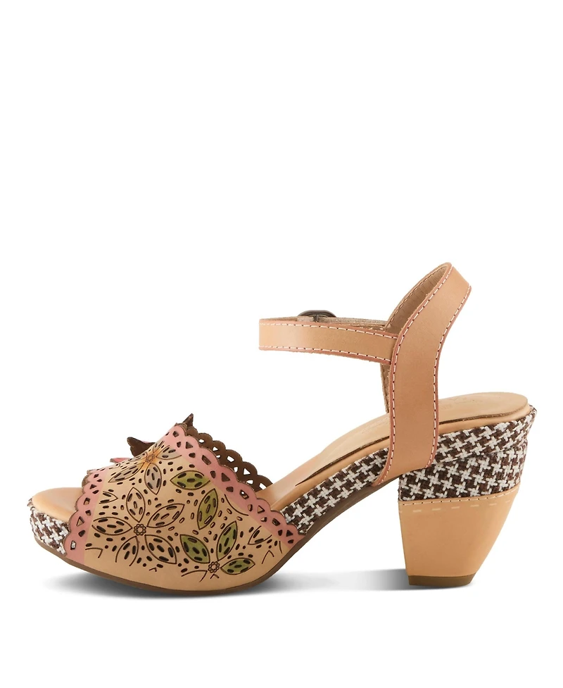 L'Artiste Women's Ankle Strap with Hand-Painted Design