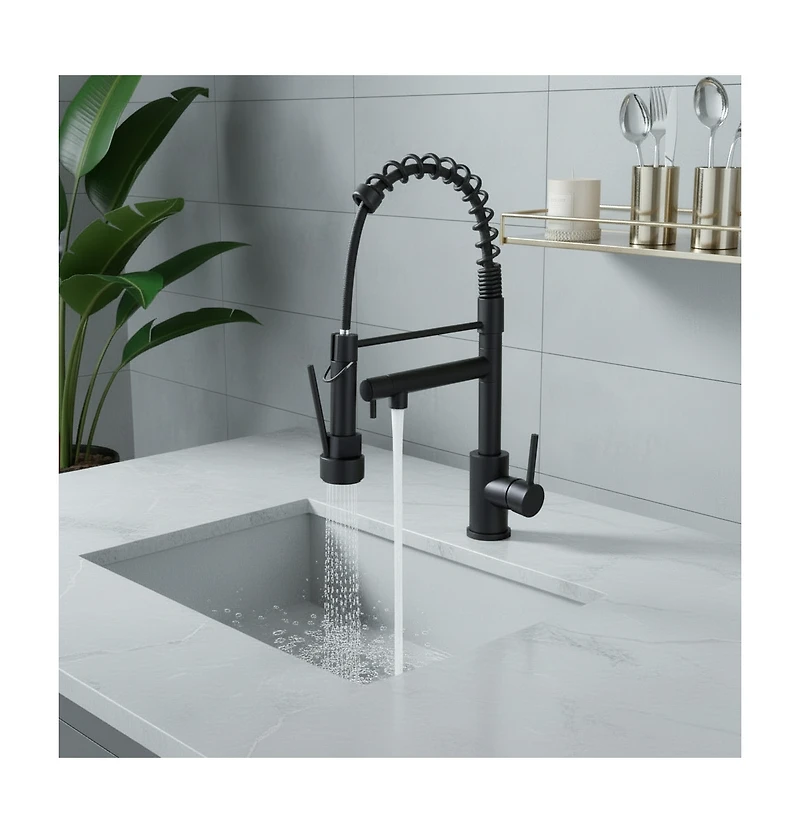 Phying Kitchen Faucet with Pull Down Sprayer, Touch On Single Handle 2- Function Stainless Steel Spring Neck