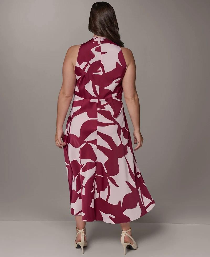 Donna Karan New York Plus Printed Halter A-Line Midi Dress