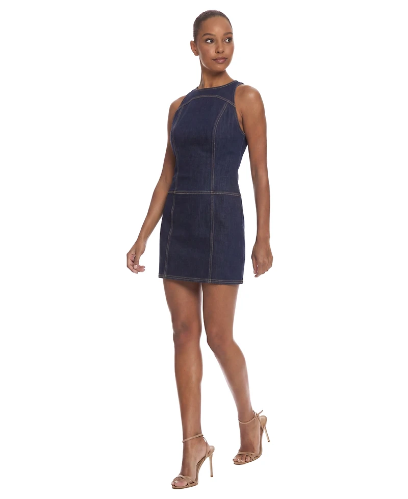 Donna Morgan Women's Crewneck Denim Mini Dress