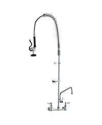 Phying Commercial Faucet with Pre-Rinse Sprayer, 47" Height, 8" Center, 12" Swing Spout, Wall Mount Kitchen Sink Faucet