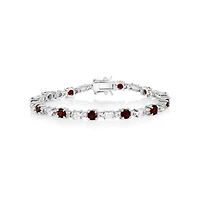 Simona Garnet and Topaz Oval and Round Bracelet in Sterling Silver