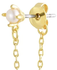 St. Moran Gold Natural Freshwater Pearl Wrap Around Chain Claire Huggie Earrings