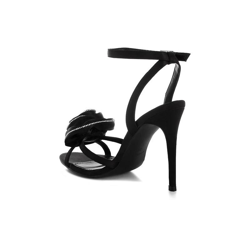 London Rag Women's Candela Floral Rhinestone Accent Heel Sandals