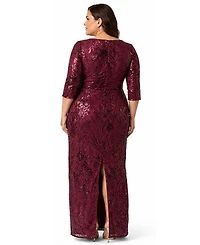 Adrianna Papell Plus V-Neck Column Gown