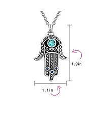 Bling Jewelry Spiritual Talisman Evil Hamsa Hand Pendant Necklace and Cz .925 Sterling Silver