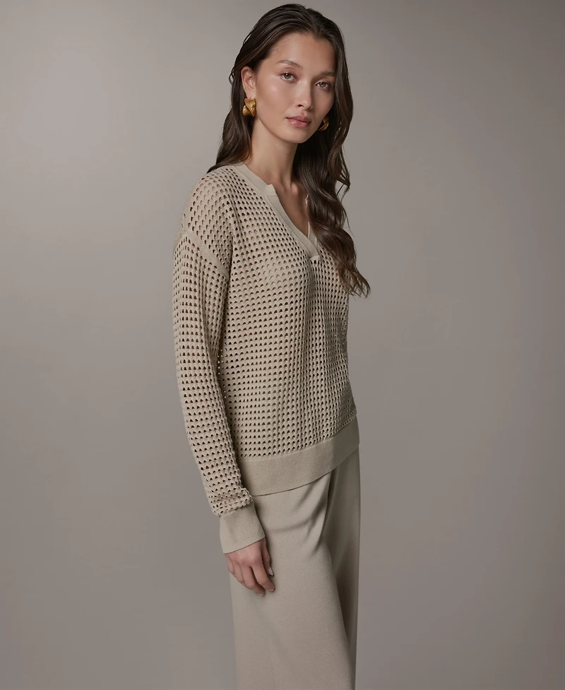 Donna Karan Weekend Women's Long-Sleeve Pointelle Sweater
