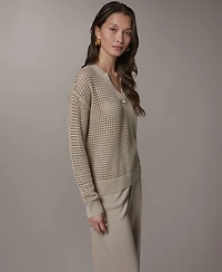 Donna Karan Weekend Women's Long-Sleeve Pointelle Sweater