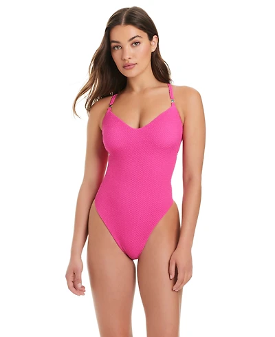 Red Carter Women's Textured Tide Sweetheart One-Piece Swimsuit