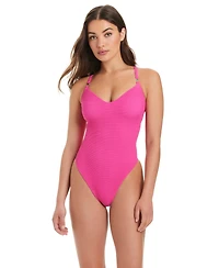 Red Carter Women's Textured Tide Sweetheart One-Piece Swimsuit