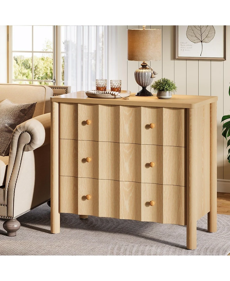 Slickblue Modern Bedside Nightstand with 3 Drawers