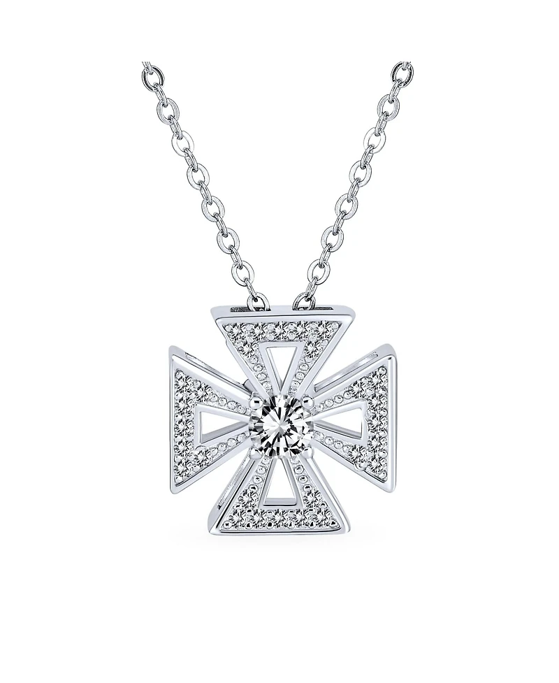 Bling Jewelry Ancient Knight Templar Cross Pendant Necklace Masonic Symbol Pave