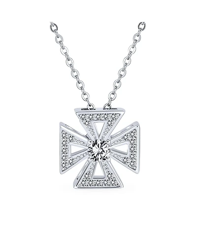 Bling Jewelry Ancient Knight Templar Cross Pendant Necklace Masonic Symbol Pave