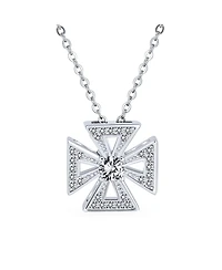 Bling Jewelry Ancient Knight Templar Cross Pendant Necklace Masonic Symbol Pave