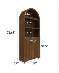 homfan 72" Tall Arched Storage Cabinet with Gold Handles, 5 Adjustable Shelves and Double Doors, Freestanding Pantry for Kitchen, Living Room