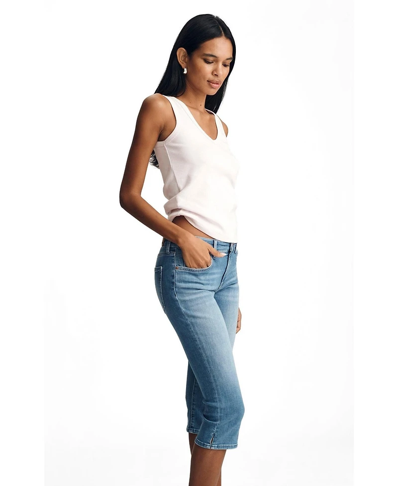Mavi Jeans Women's Hilary Mid Rise Capri Blue Brushed Flex