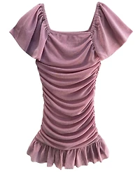 With Jules Girls' 7-16 Short-Sleeve Ruched Glitter Knit Dress
