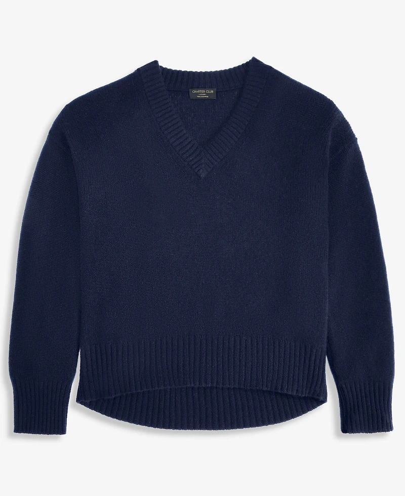 Charter Club Women's 100% Cashmere V-Neck Relaxed Sweater, Macy's Exclusive