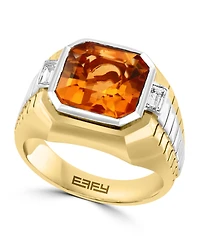 Effy Men's Citrine (5-1/10 ct. t.w.) & White Topaz (1/10 Ring Sterling Silver 14k Gold-Plated