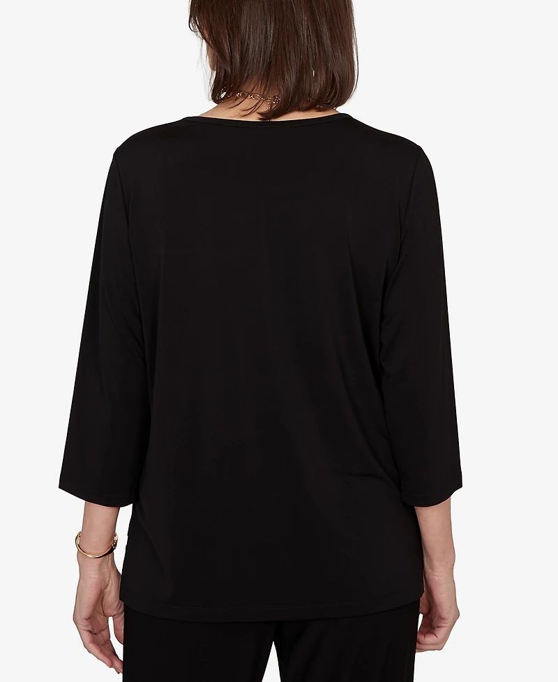 Alfred Dunner Women's Spliced Geometric Puff Print Top