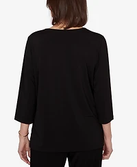 Alfred Dunner Women's Spliced Geometric Puff Print Top