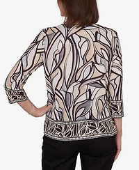 Alfred Dunner Women's Stained Glass Border Trim Top