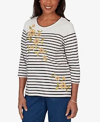 Alfred Dunner Women's Sunflower Stripe Knit Top