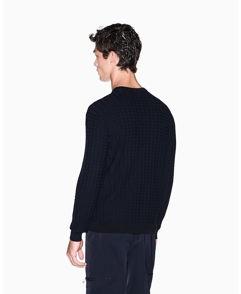 A|X Armani Exchange Men's Geometric Ribbed Viscose Crewneck Sweater