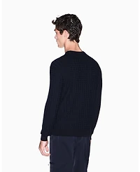 A|X Armani Exchange Men's Geometric Ribbed Viscose Crewneck Sweater