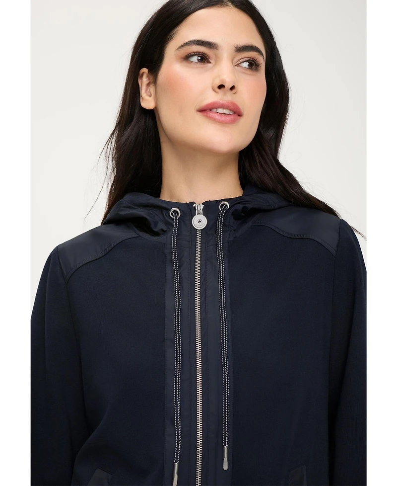 Olsen Women's Mixed Media Hooded Jacket