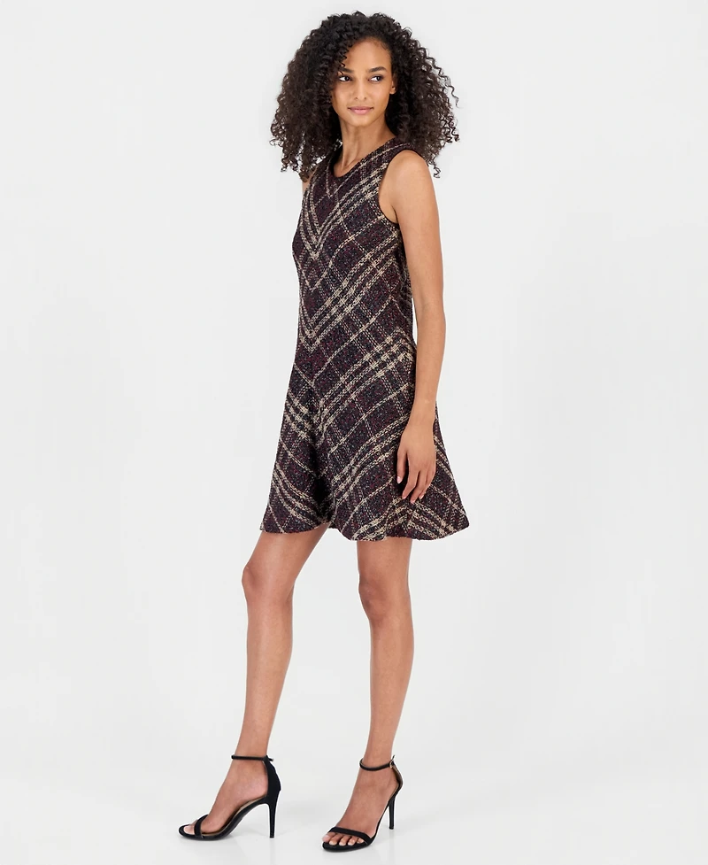 Anne Klein Women's Plaid Tweed A-Line Dress