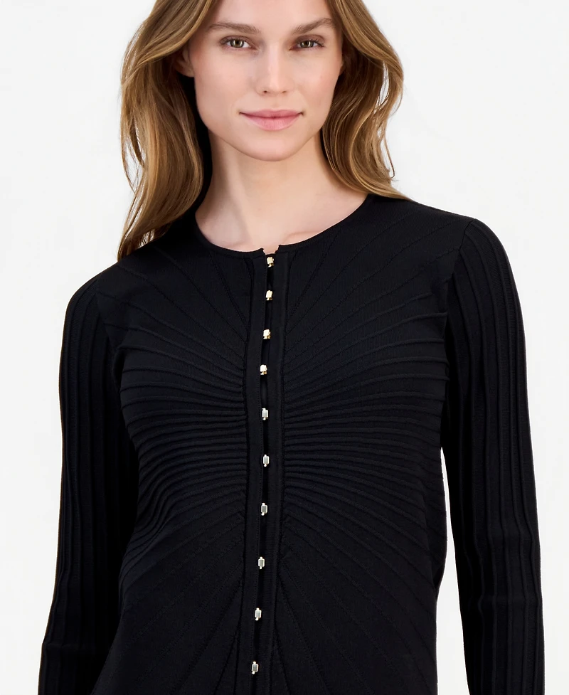 Anne Klein Women's Boat-Neck Sunburst Cardigan Sweater