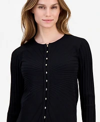 Anne Klein Women's Boat-Neck Sunburst Cardigan Sweater