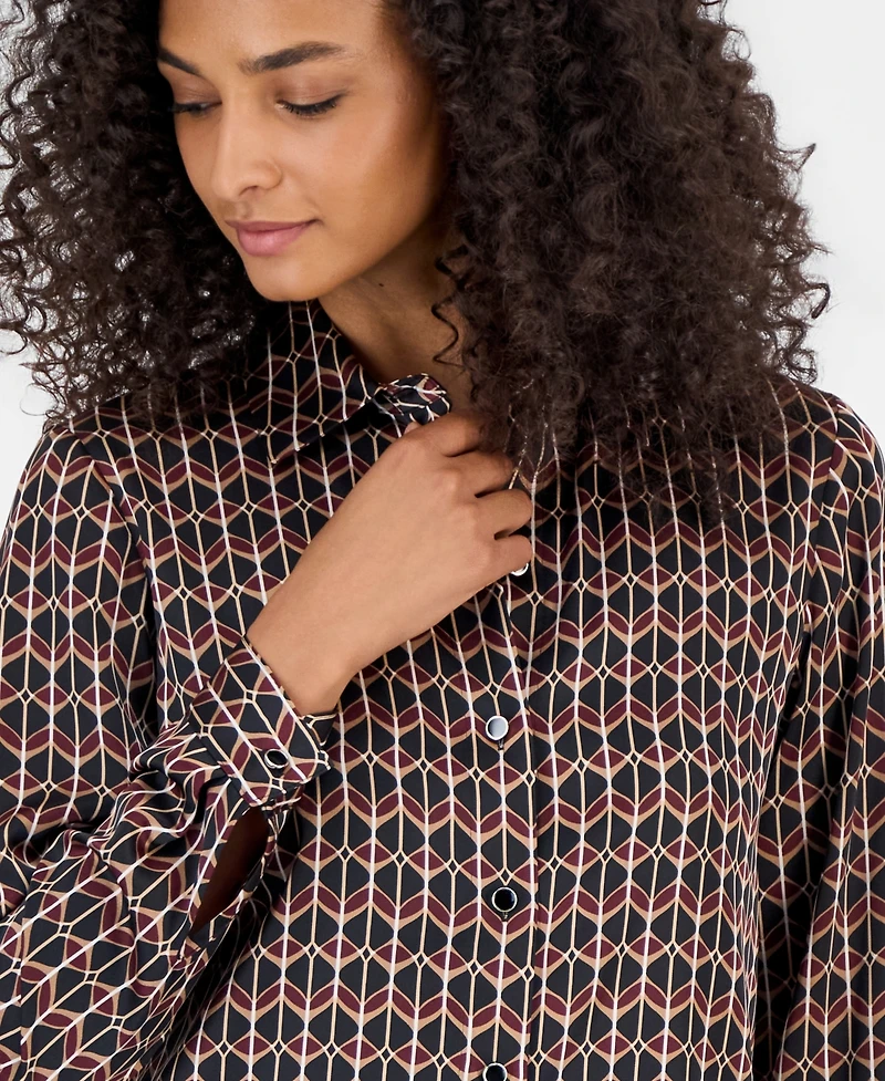 Anne Klein Women's Collared Button-Front Blouse