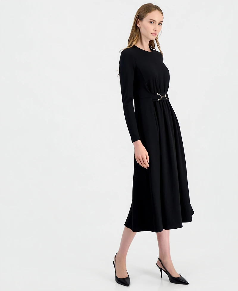 Anne Klein Women's Serenity A-Line Belted Midi Dress