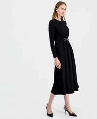 Anne Klein Women's Serenity A-Line Belted Midi Dress
