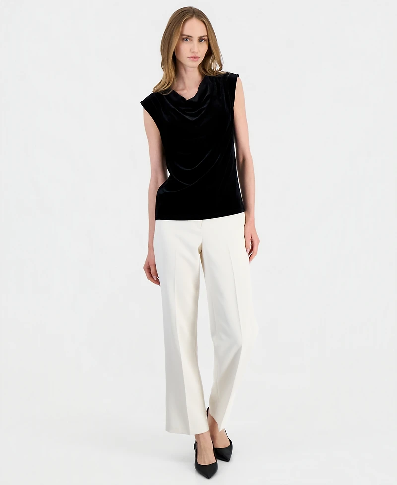 Anne Klein Petite Velvet Cowl Neck Sleeveless Blouse