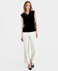 Anne Klein Petite Velvet Cowl Neck Sleeveless Blouse