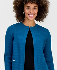 Kasper Women's Round-Neck Long-Sleeve Cardigan Sweater
