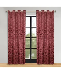 Superior Modern Leaves Room Darkening Grommet Top Curtain Panels, 42" x 96" (Set of 2)